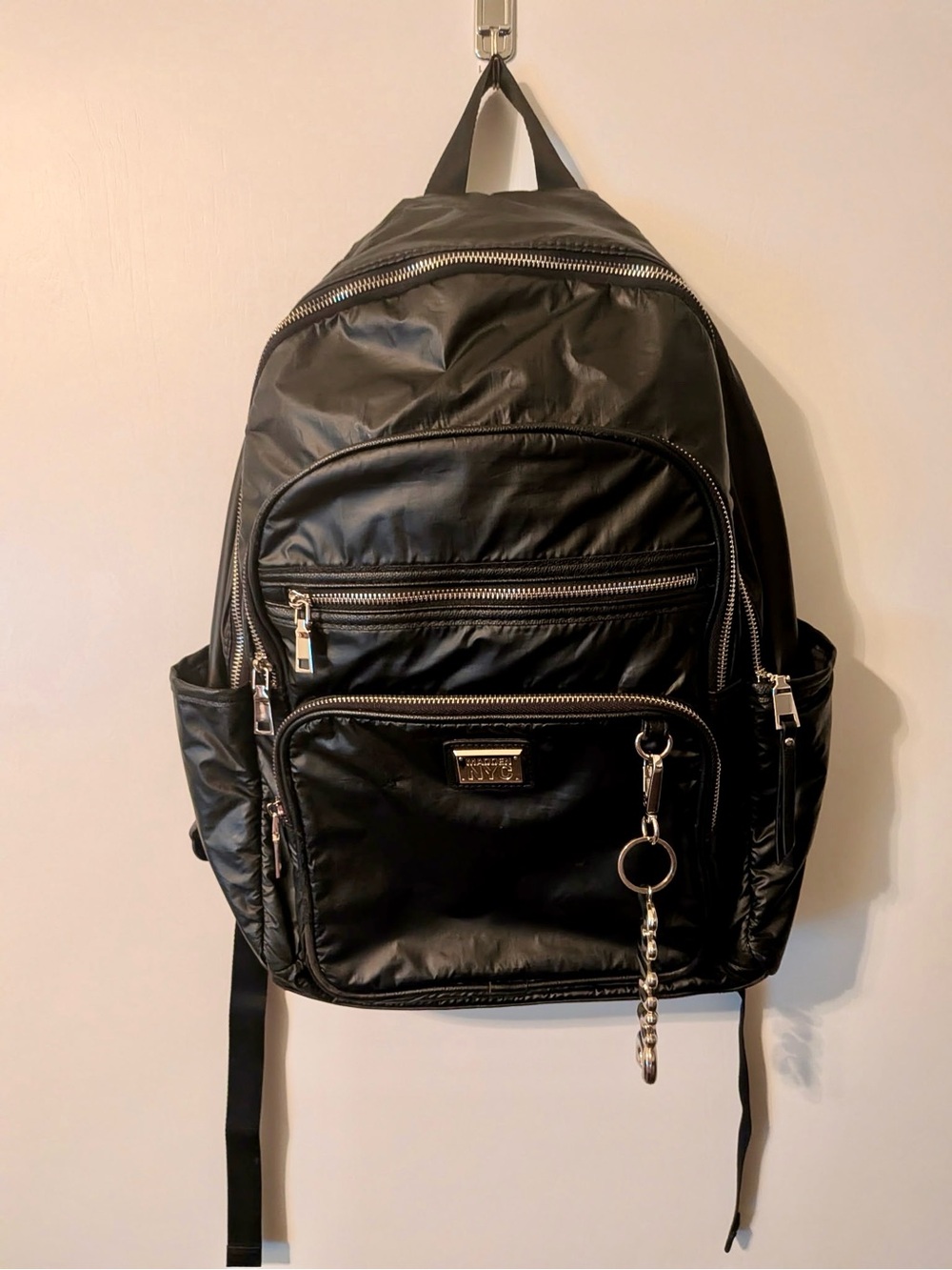 Classic Black Quilted Backpack with Silver Hardware